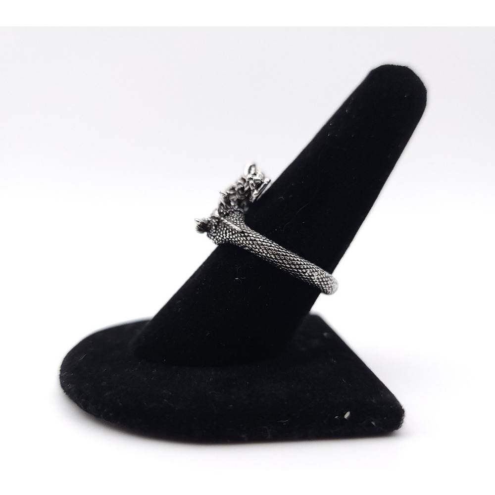Dueling Dragon Head Ring Silver Plated Adjustable Fantasy Gothic Jewelry - Picture 9 of 9
